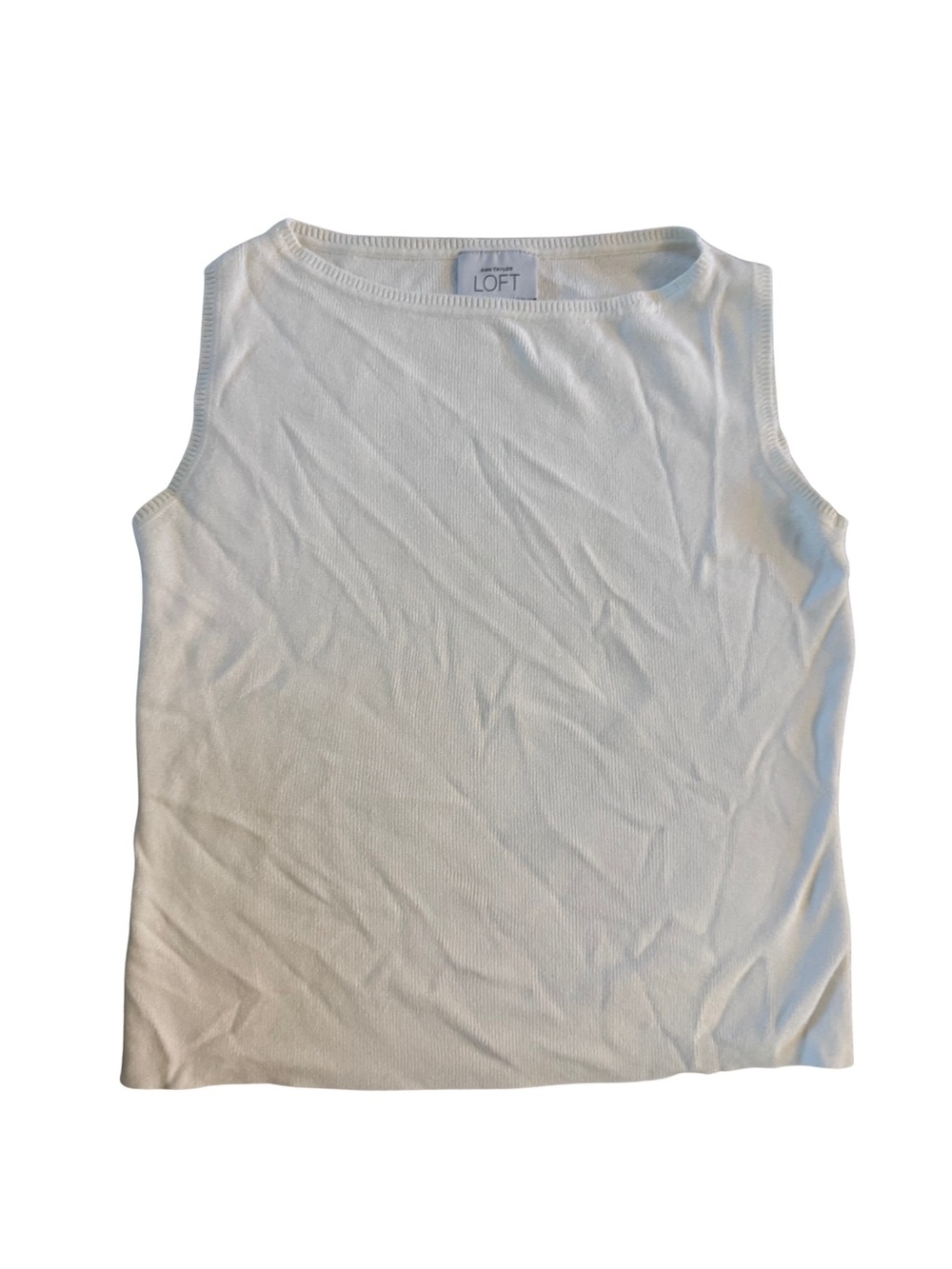 LOFT White Sleeveless Ribbed Knit Tank
